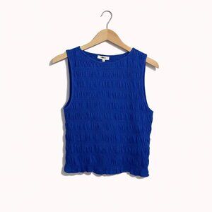 Madewell Smocked Boatneck Tank Top Women’s Medium Brilliant Sapphire Blue